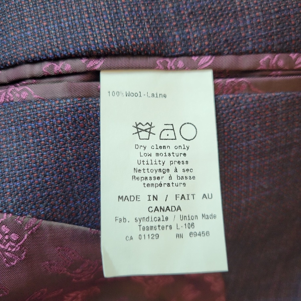 Psycho Bunny Blazer Men's 42R‎ Purple Wool Robert Godley Union Skull Lining - Picture 7 of 13